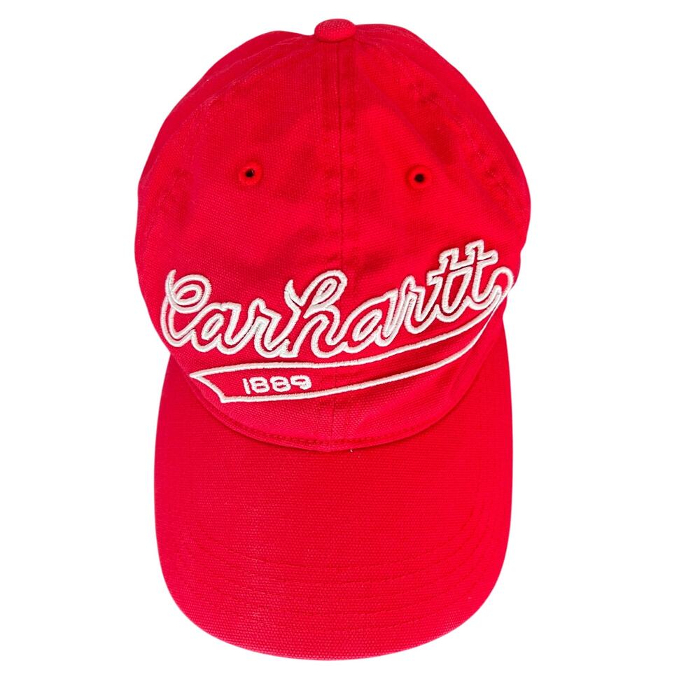 Carhartt 1889 Red Canvas Logo Hat Adjustable Cap